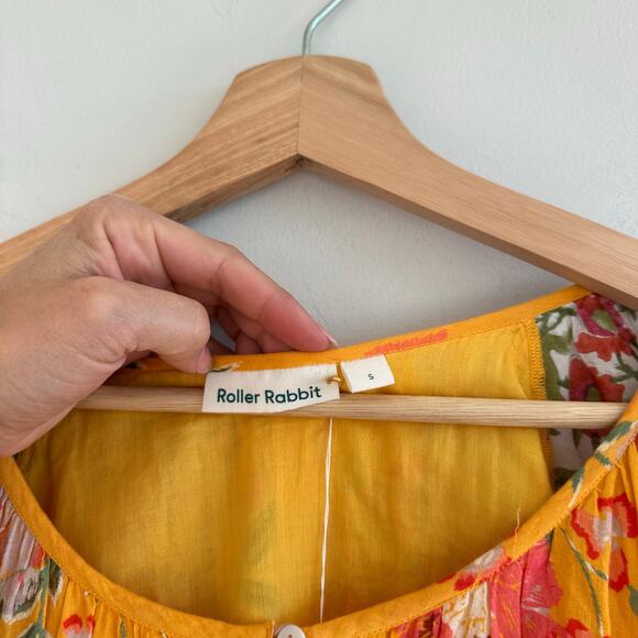 Roller Rabbit Semara Tamania Puff Sleeve Floral Mini Dress Yellow S - Picture 6 of 12